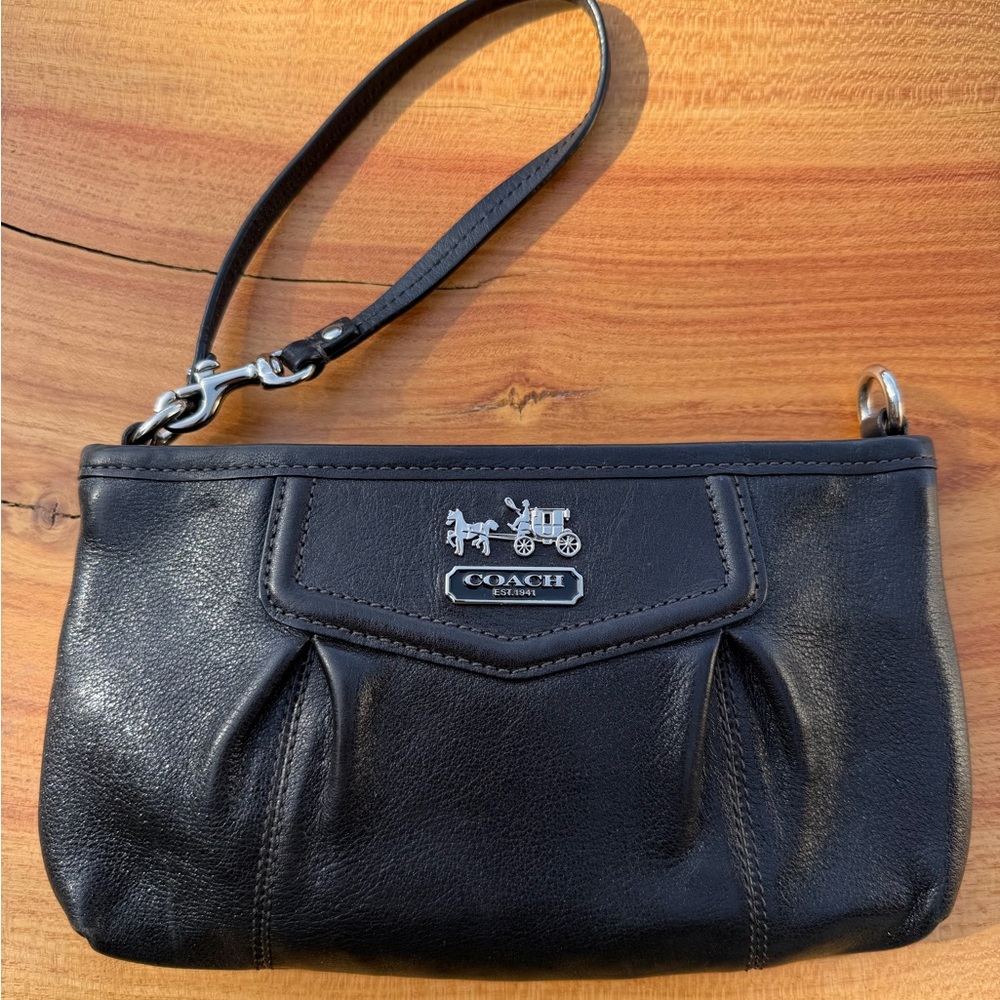 Coach Vintage Black Leather Mini Purse Handbag / Wristlet - Picture 2 of 13